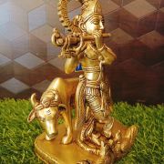 Brass Krishna With Cow Idol 8″ , Pure & Antique