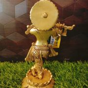 Brass Lord Krishna On Lotus Base Statue 7.5″