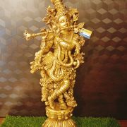 Brass Lord Krishna Golden Finish 30″ , Pure & Antique