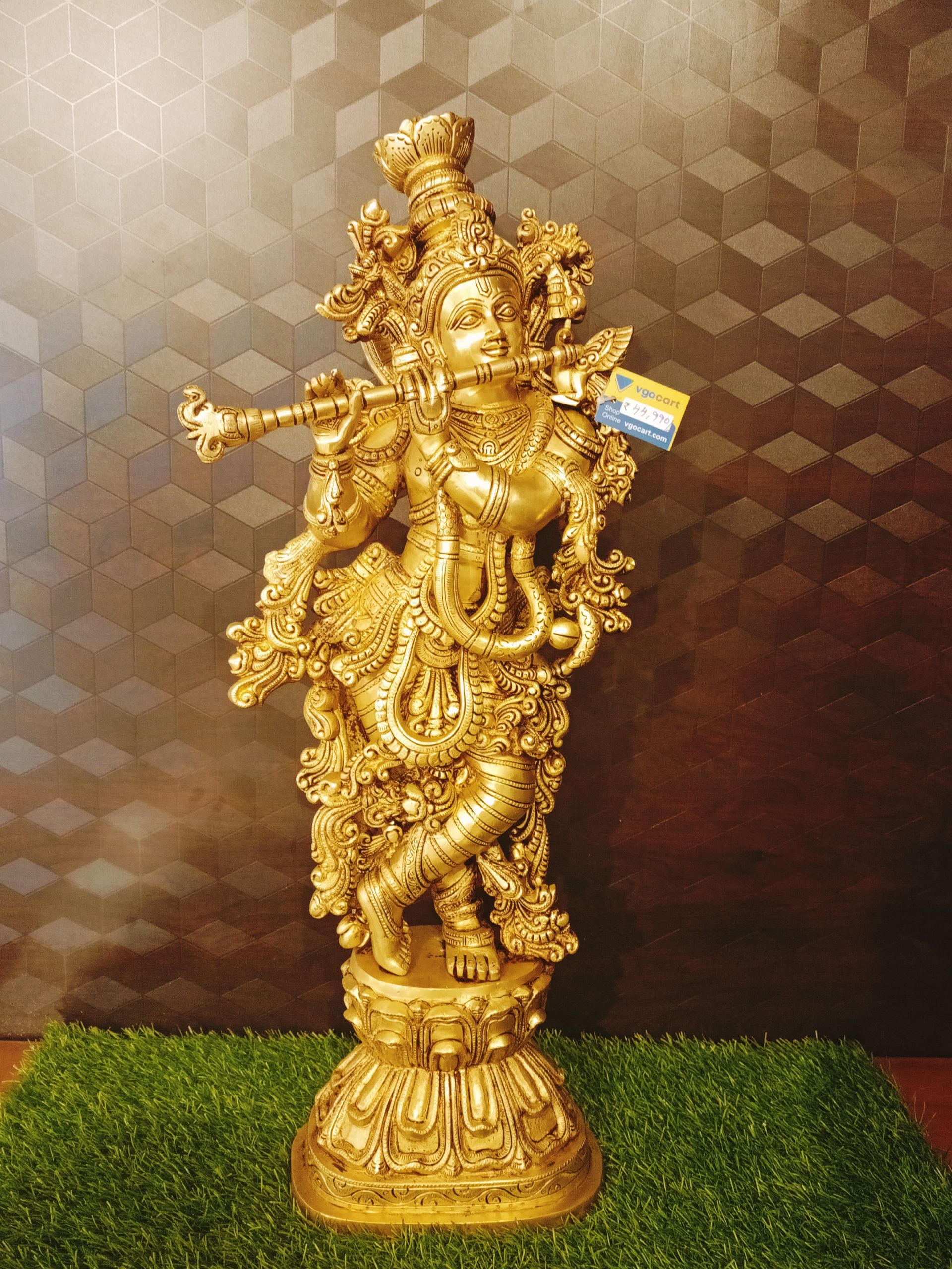 Brass Lord Krishna Golden Finish 30″ , Pure & Antique