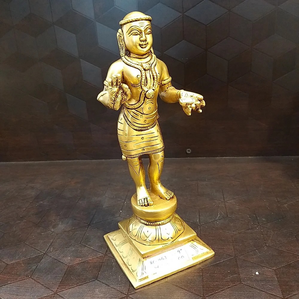 Brass Manikkavasakar Idol , Pure & Antique 9″