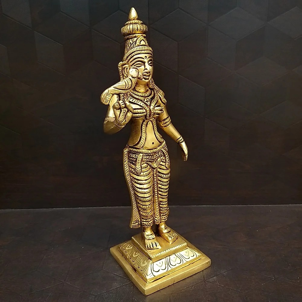 Brass Sitting Sivagami Thaayar Statue , Pure & Antique 10″