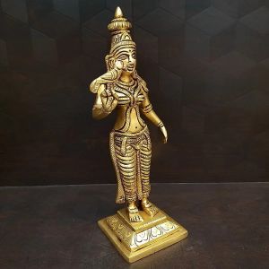 Brass Meenatchi Amman Statue , Pure & Antique 10″