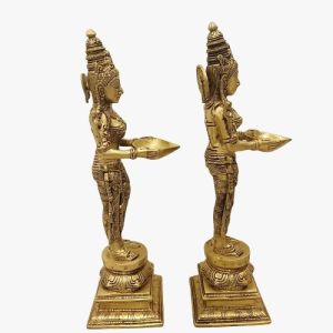 Brass Paavai Diya Idol 16″ , Pure & Antique