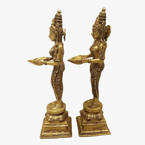 Brass Paavai Diya Idol 16″ , Pure & Antique