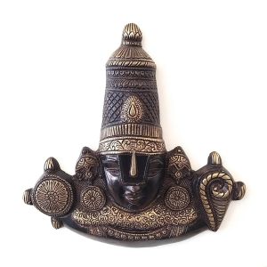 Brass Perumal Wall Hanging Black Antique Finish 14″