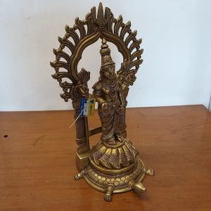 Brass Big Perumal On Tortoise Idol , Pure & Antique 17″