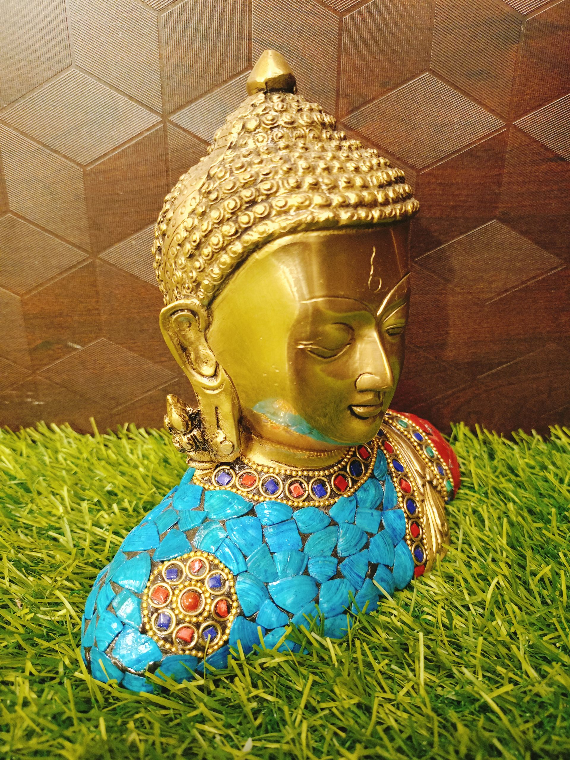 Brass Color Stone Buddha Statue 6″