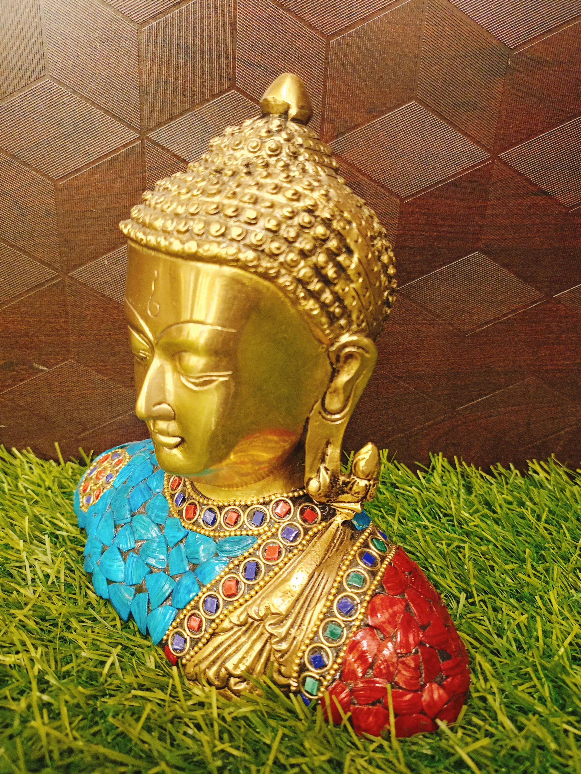 Brass Color Stone Buddha Statue 6″