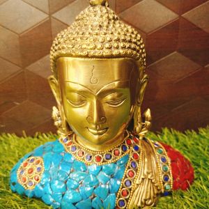 Brass Color Stone Buddha Statue 6″