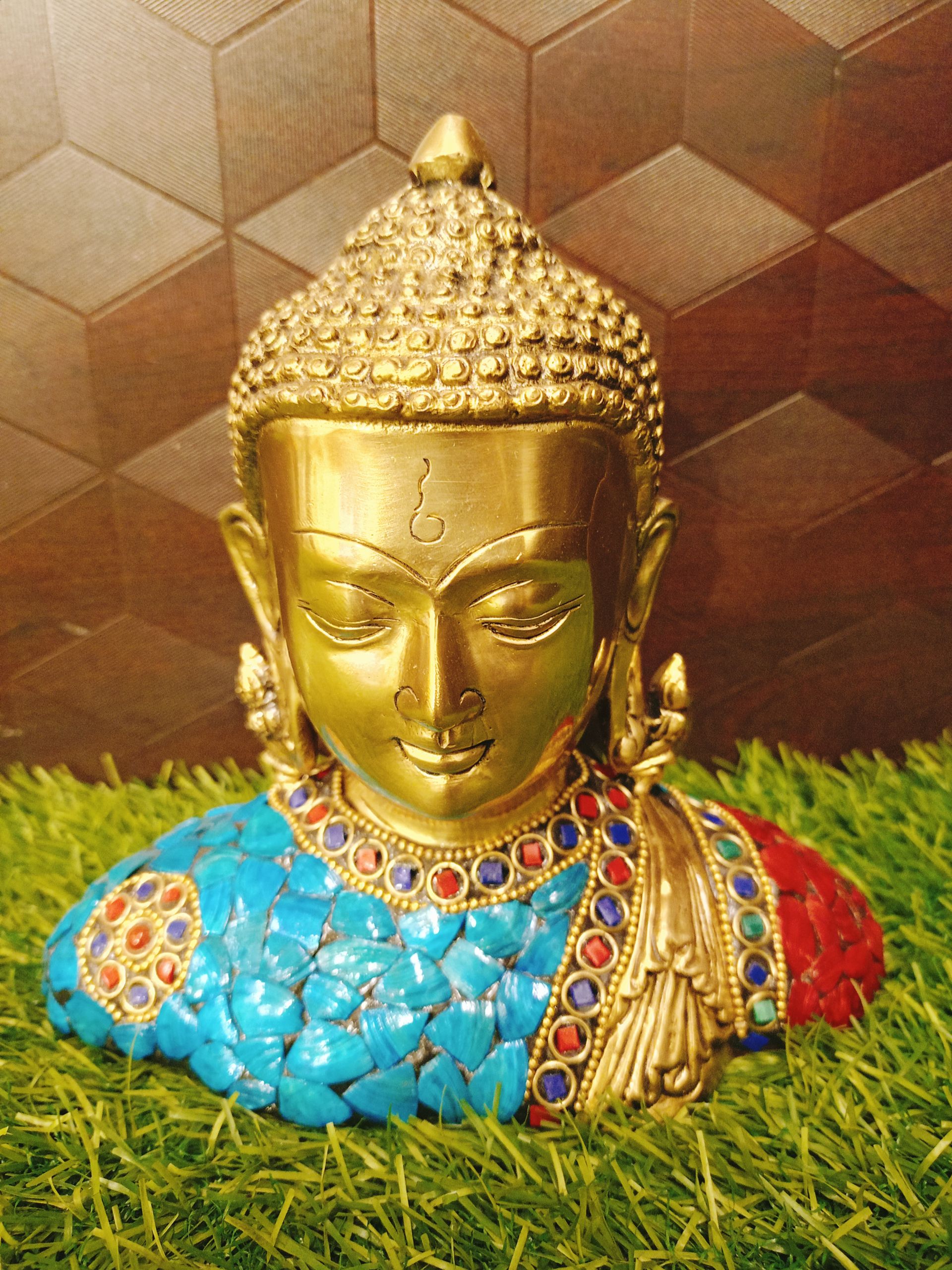 Brass Color Stone Buddha Statue 6″