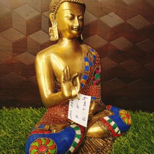 Brass Stone Buddha Statue 12″ , Pure & Antique