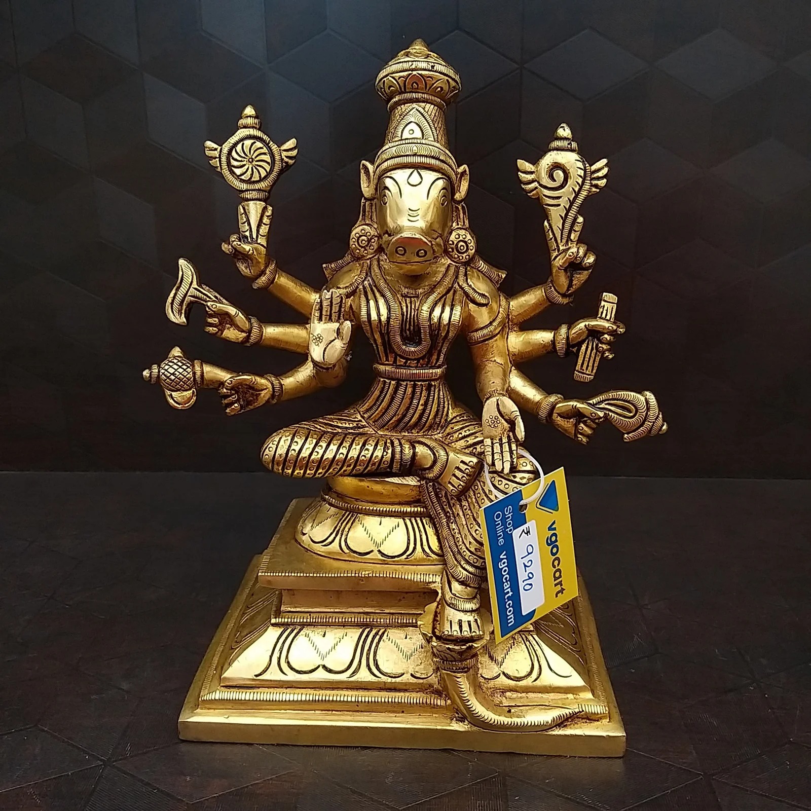 Brass Varahi Amman Idol , Pure & Antique 10″