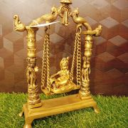 Brass Vennai Krishna Jhula Statue 12″