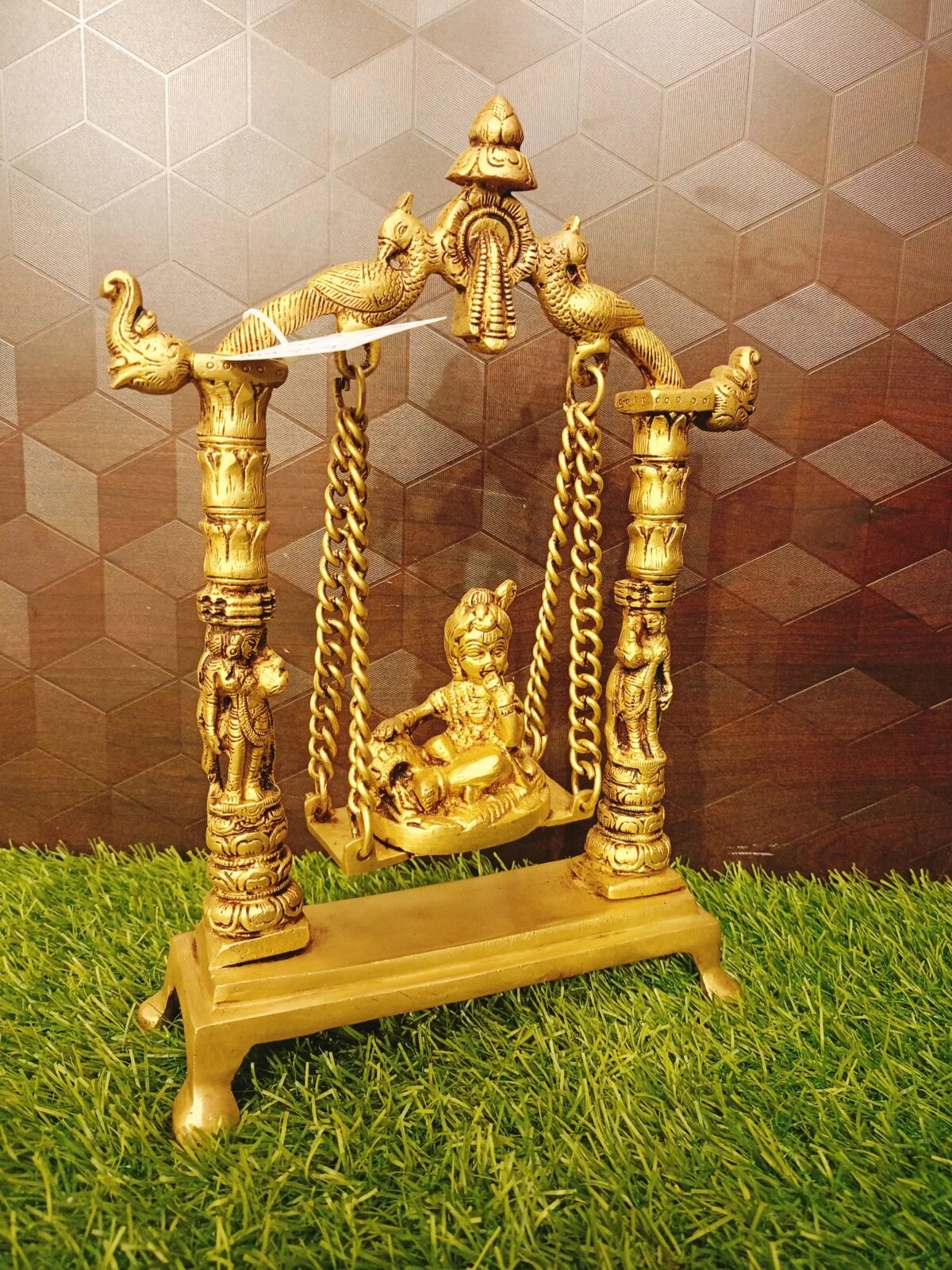 Brass Vennai Krishna Jhula Statue 12″