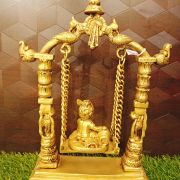 Brass Vennai Krishna Jhula Statue 12″