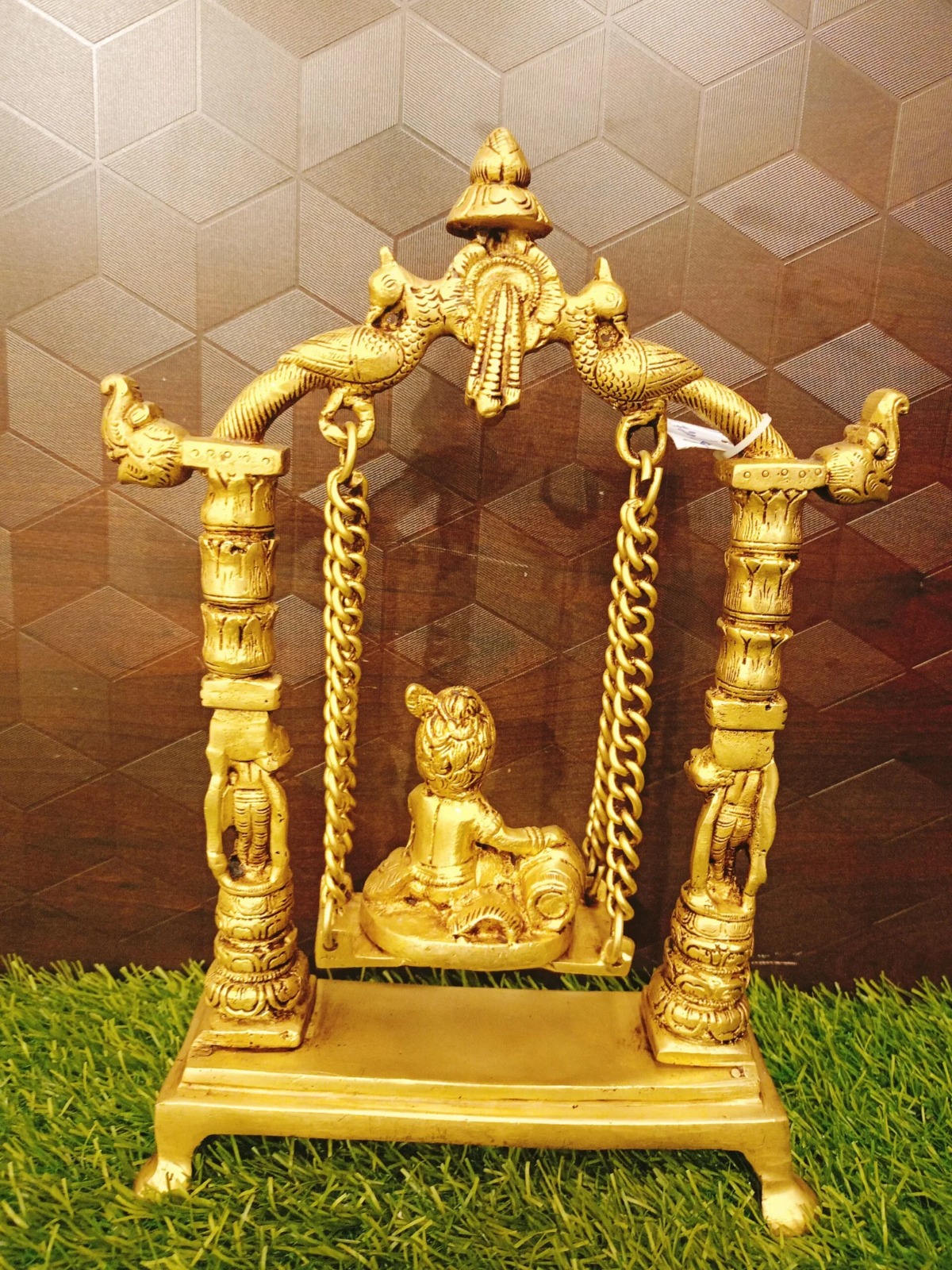 Brass Vennai Krishna Jhula Statue 12″