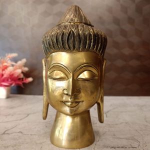 Brass Buddha Face Idol Decor 8”