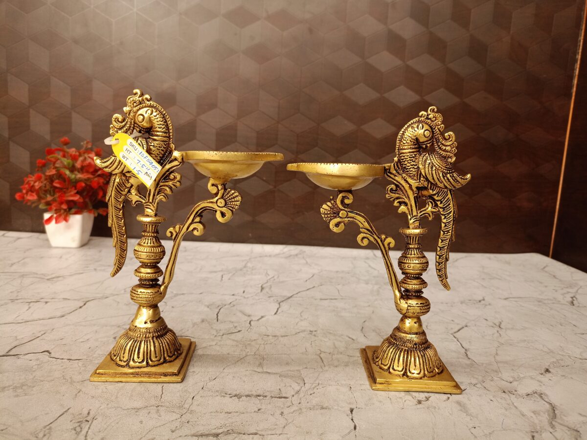 brass parrot diya pooja gift vgocart coimbatore india scaled