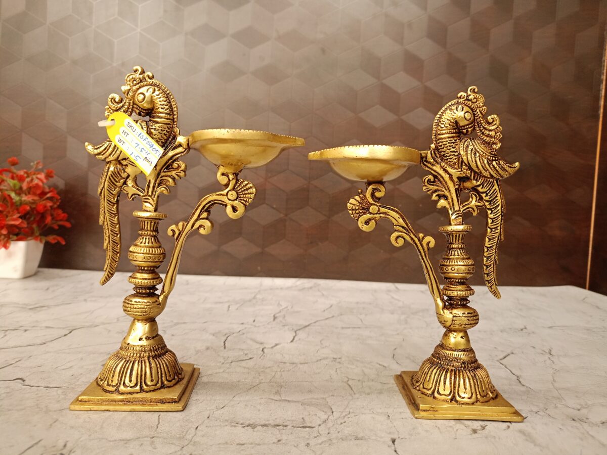 brass parrot diya pooja gift vgocart coimbatore india1 scaled