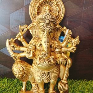 Brass Kan Thrishti Ganesha- 9″