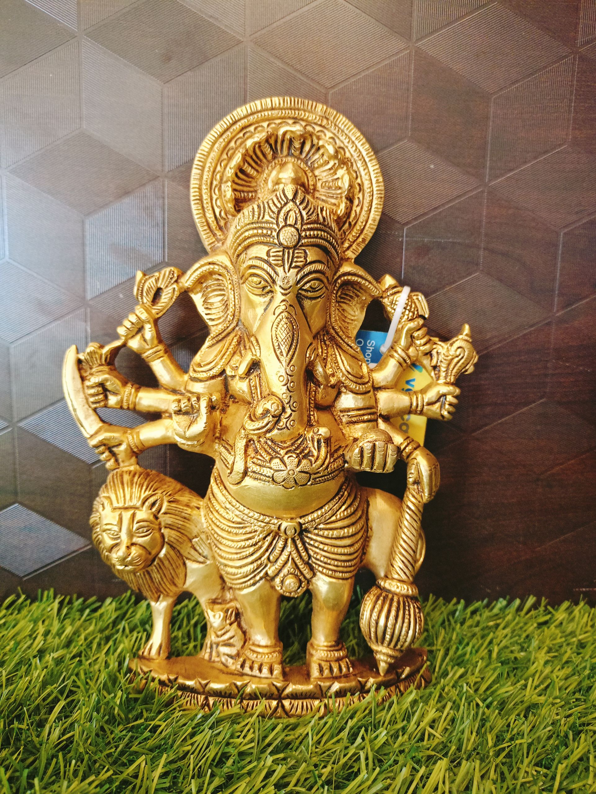 Brass Kan Thrishti Ganesha- 9″