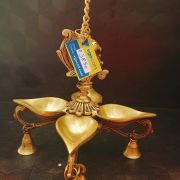 Brass Four Face Annam Hanging Diya With Bells | Pure Brass Four Face Vilakku With Bells 22″