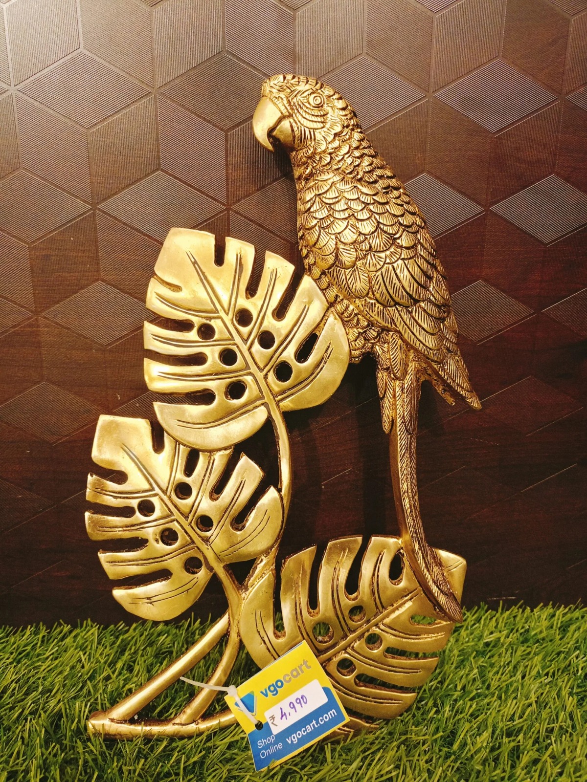 pure-brass-antique-parrot-idol-wall-mount-gift-show-piece-home-decor-vgocart-coimbatore-india