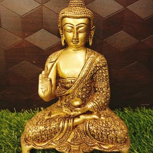 Brass Designer Buddha Idol 9″ , Pure & Antique