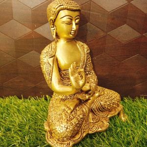 Brass Designer Buddha Idol 9″ , Pure & Antique