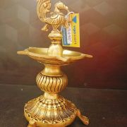 Brass Cup Shape Kuthuvilaku | Five Face Pure Brass Kuthuvilaku With Annam 8″