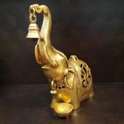 Brass Elephant Dhoop Holder With Bell 10.5″