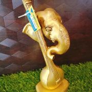 Brass Morden Ganesha Statue Playing Veena 12″