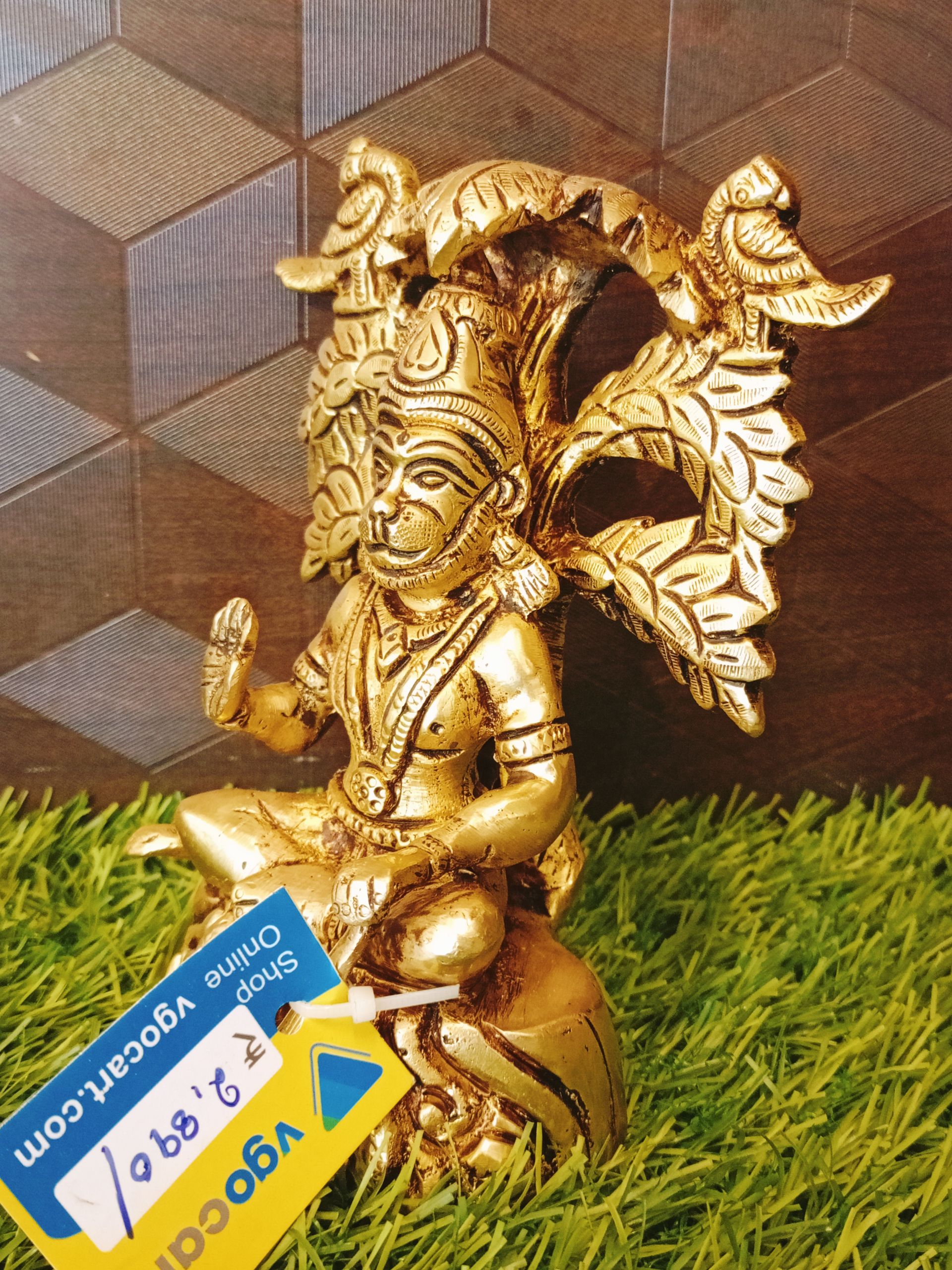 Brass Sitting Hanuman Infront Of Tree 6″