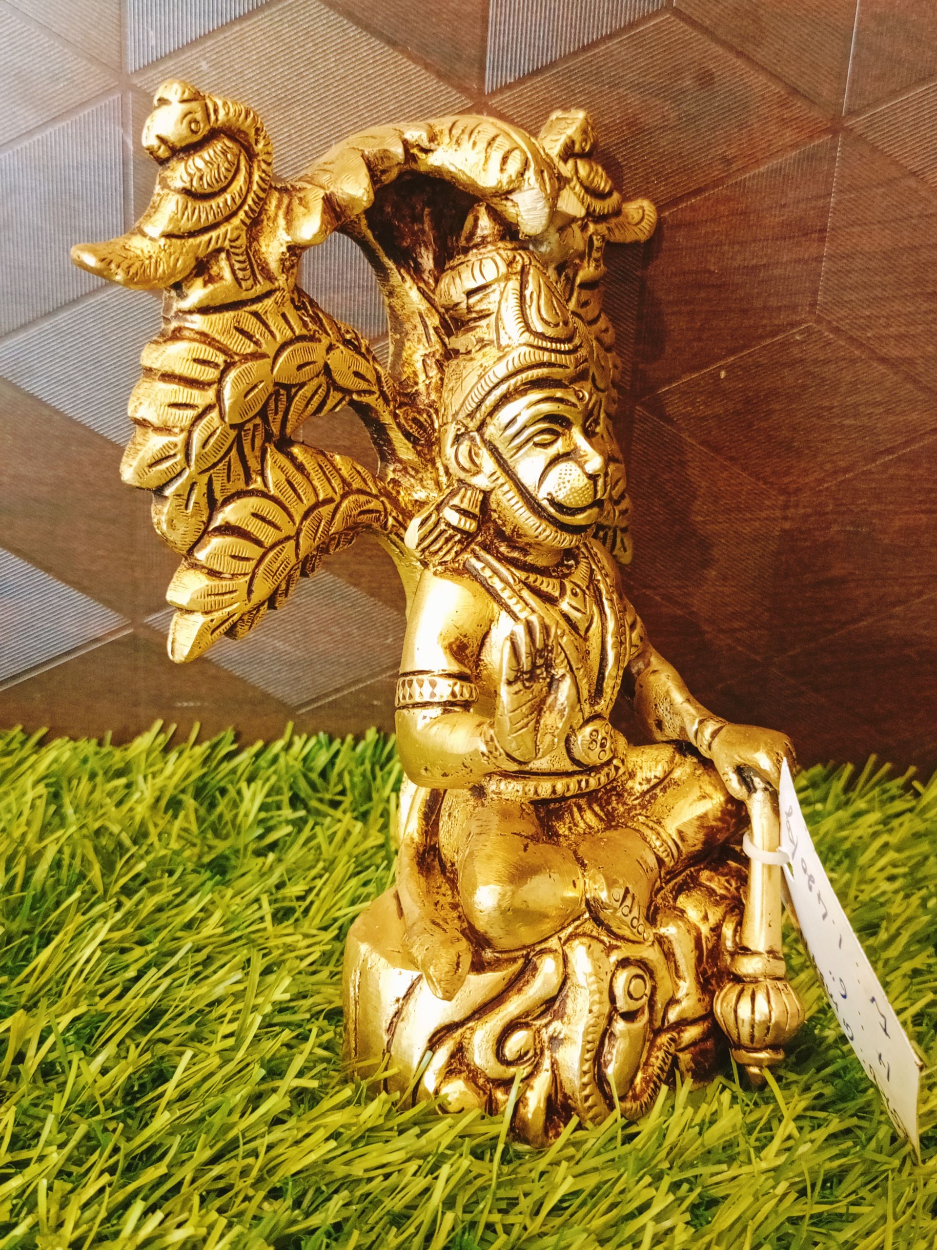 Brass Sitting Hanuman Infront Of Tree 6″