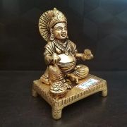 Brass Kuberar sitting on a Base Idol- 5″