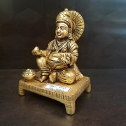 Brass Kuberar sitting on a Base Idol- 5″