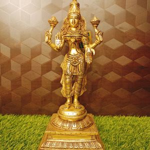 Brass Lakshmi For Wealth 13.5″ , Pure & Antique