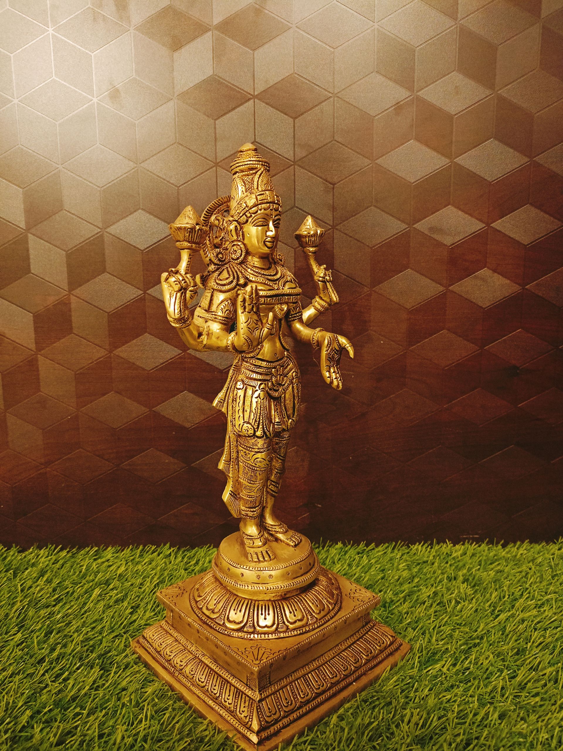 Brass Lakshmi For Wealth 13.5″ , Pure & Antique