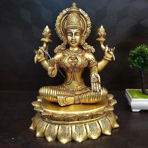 Brass Big Superfine Lakshmi Statue , Pure & Antique 11″