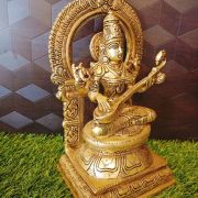 Brass Saraswathi with Thiruvachi Big Idol , Pure & Antique 10″