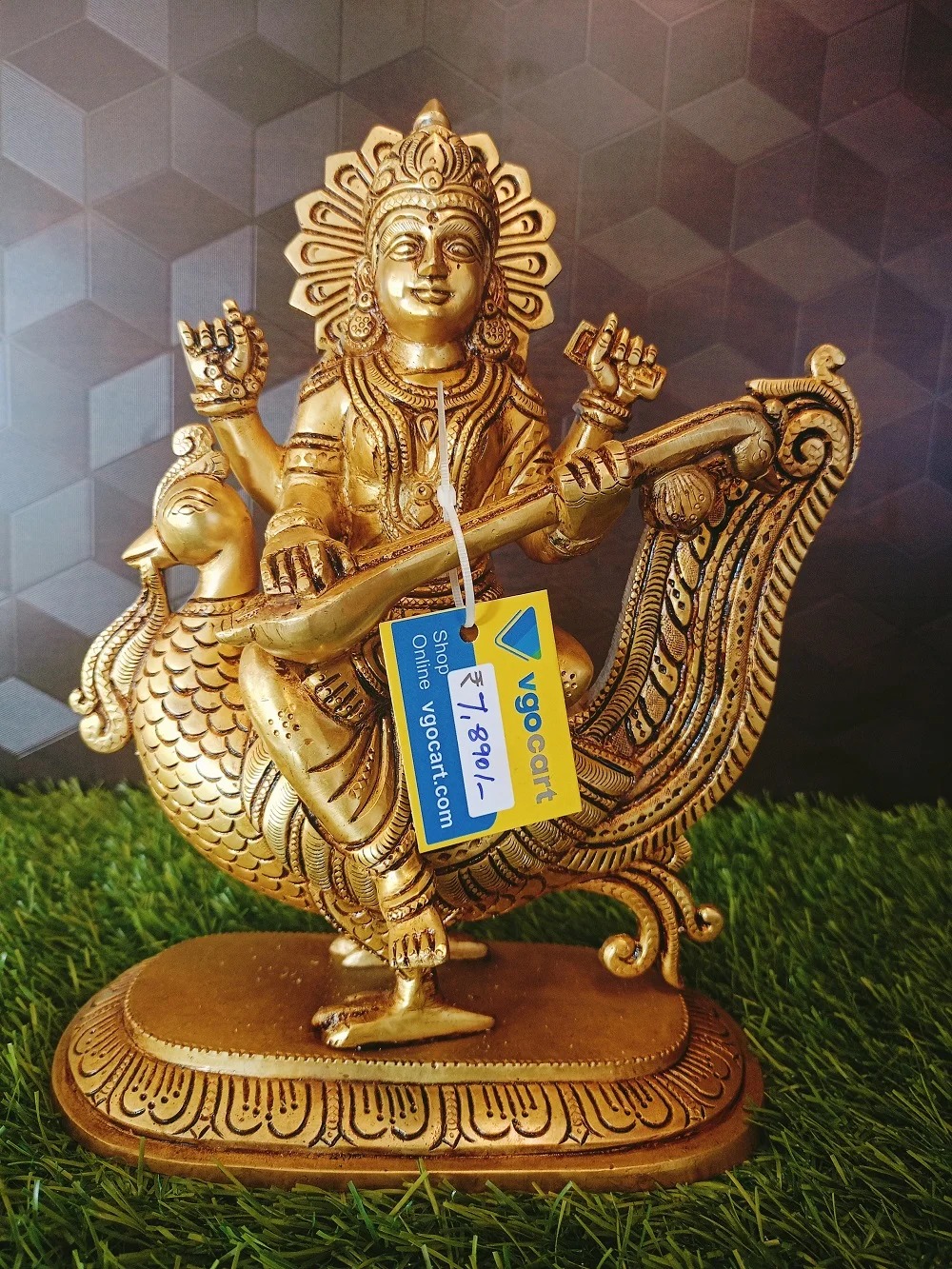 pure-brass-saraswathi-statue-antique-pooja-gift-vgocart-coimbatore-india