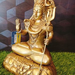 Brass God Big Shiva Idol 9.5″ , Pure & Antique