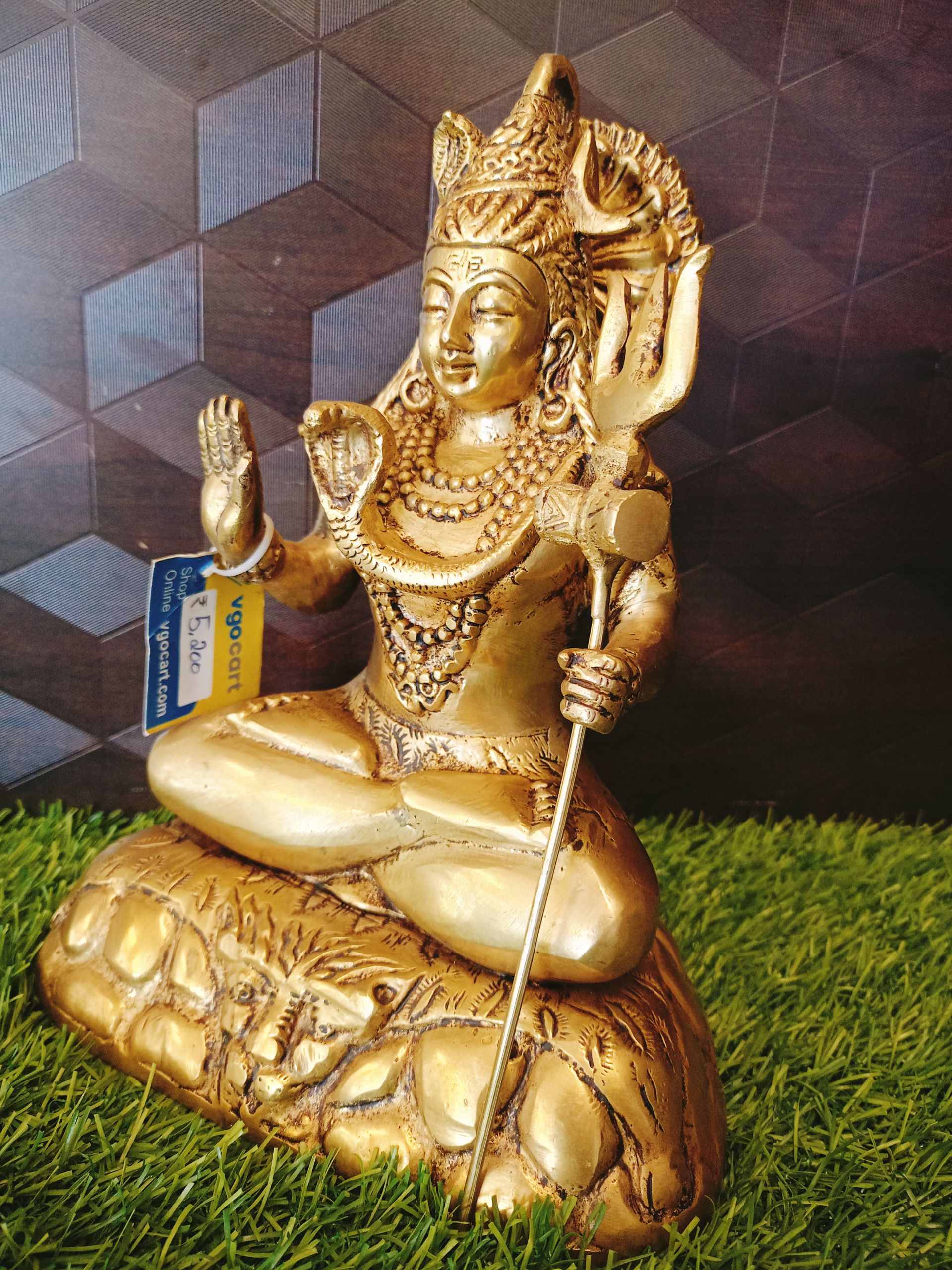 Brass God Big Shiva Idol 9.5″ , Pure & Antique