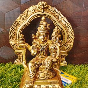 Brass Shiva Parvathi With Arch Statue 6″