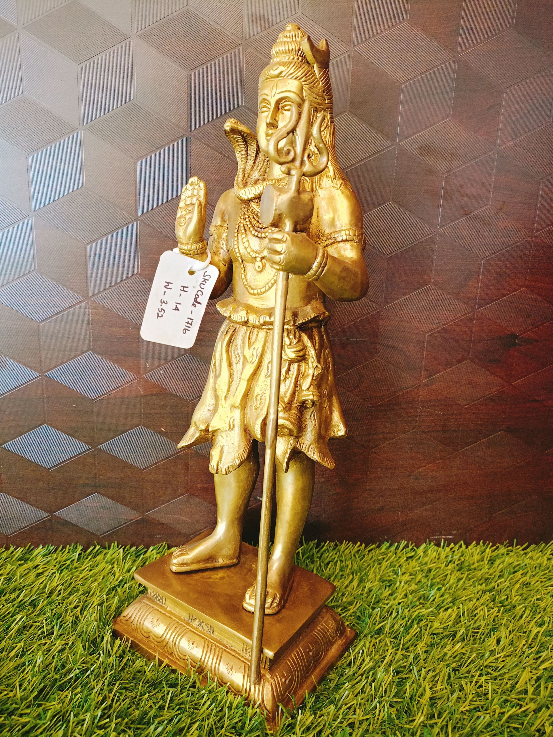 Standing Lord Shiva Brass Statue 14″ , Antique Look