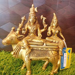 Brass Shiva Parvathi On Nandhi Statue 6.5″