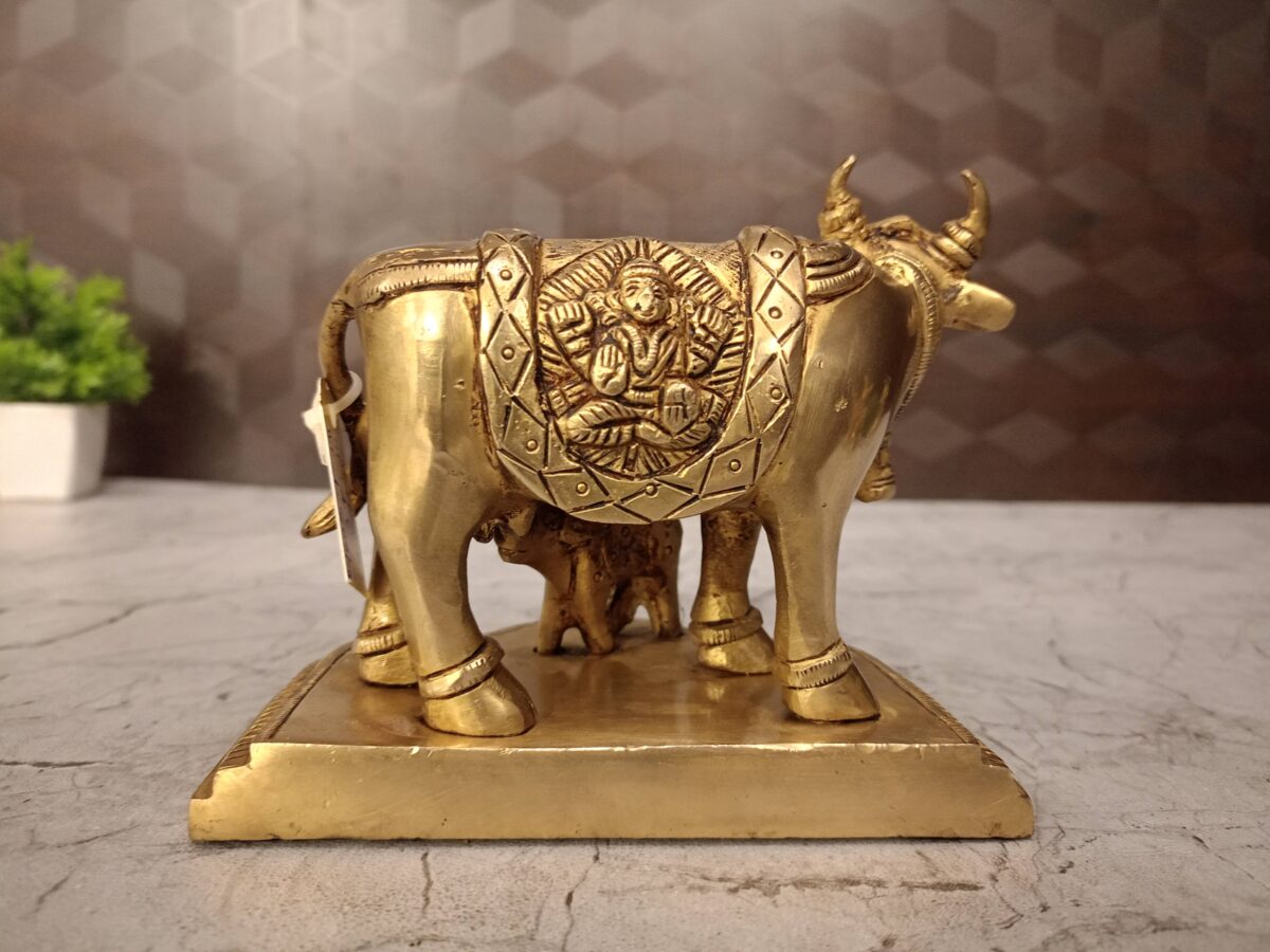 brass cow calf with lakshmi ganesha statue pooja gift vgocart coimbatore india scaled