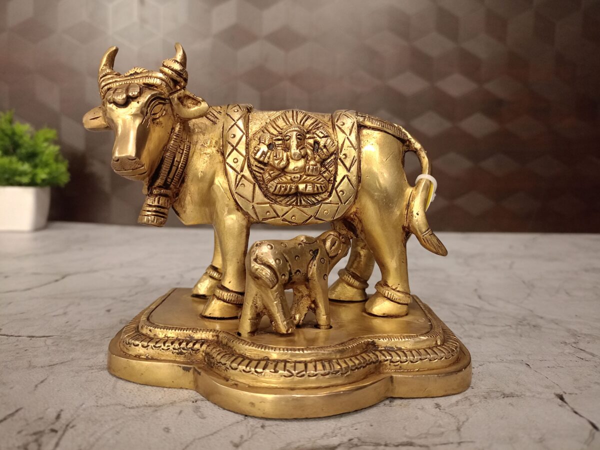 brass cow calf with lakshmi ganesha statue pooja gift vgocart coimbatore india1 scaled