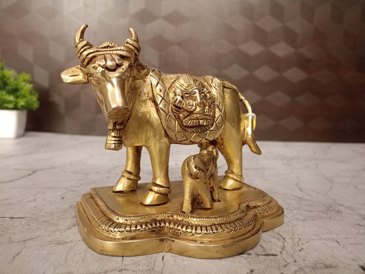 brass cow calf with lakshmi ganesha statue pooja gift vgocart coimbatore india2 scaled
